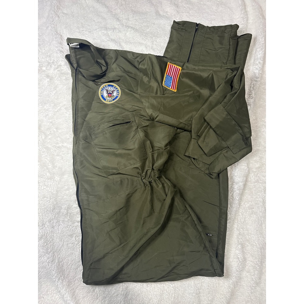 Mens Top Gun Flight Suit Jumpsuit Costume Olive Green XXL